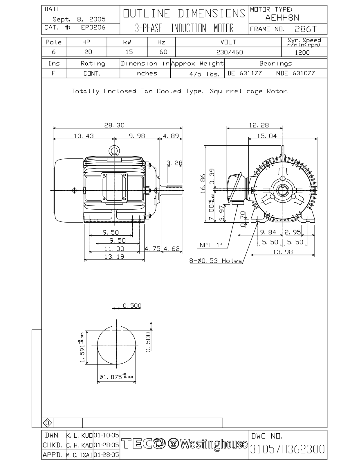 Datasheet EP0206 Reference Drawing (Teco) - ManualMachine.com