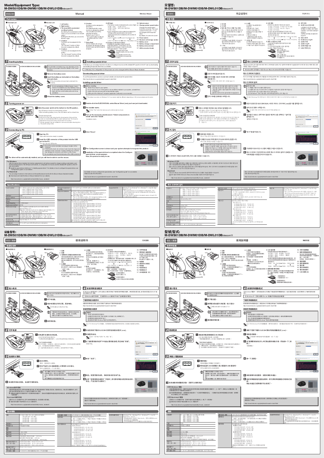 Elecom M-DWS01DB, elecom11, M-DWM01DB, M-DWL01DB User Manual