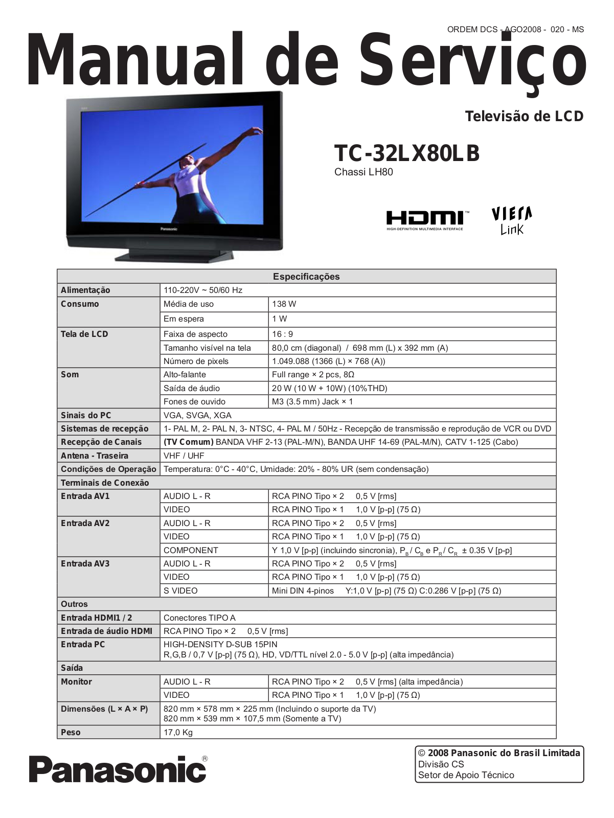 Panasonic TC-32LX80LB Schematic