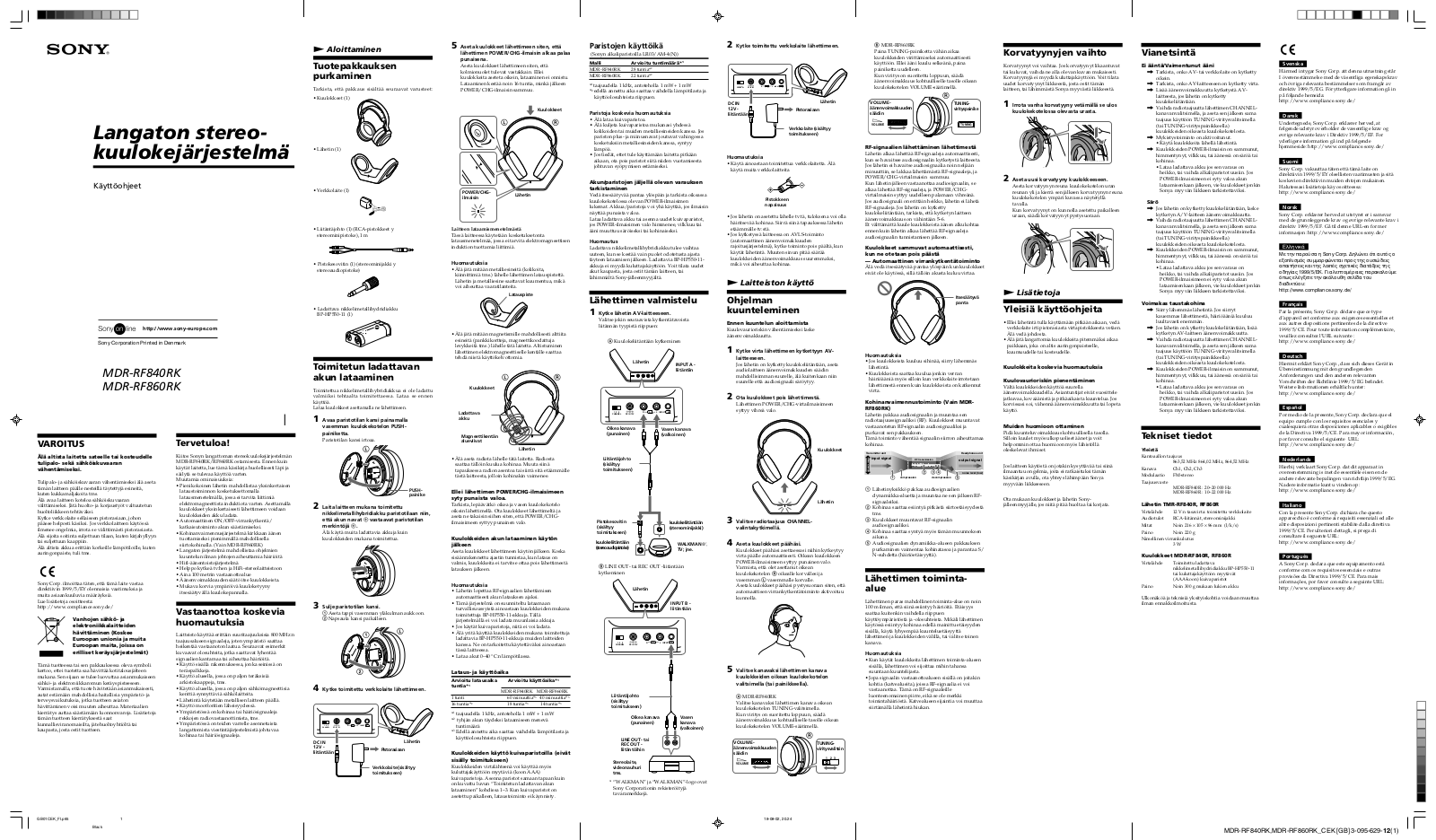 Sony MDR-RF840RK User Manual