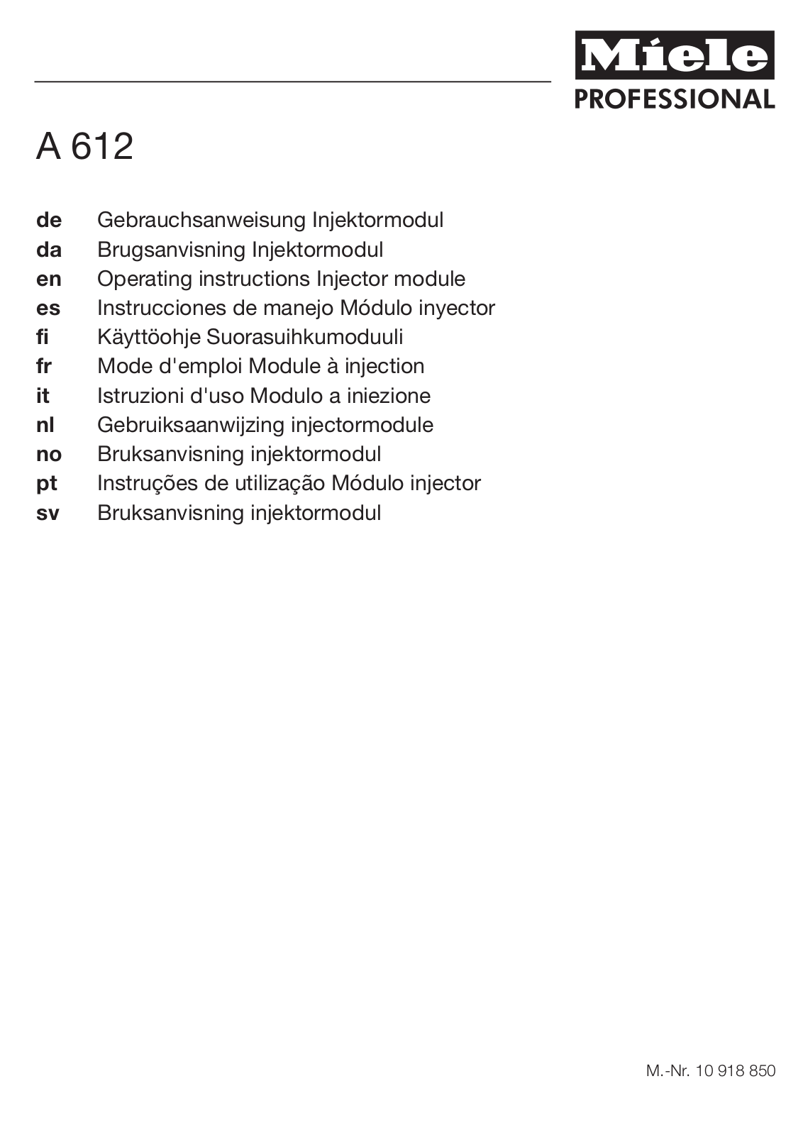 Miele A 612 User manual