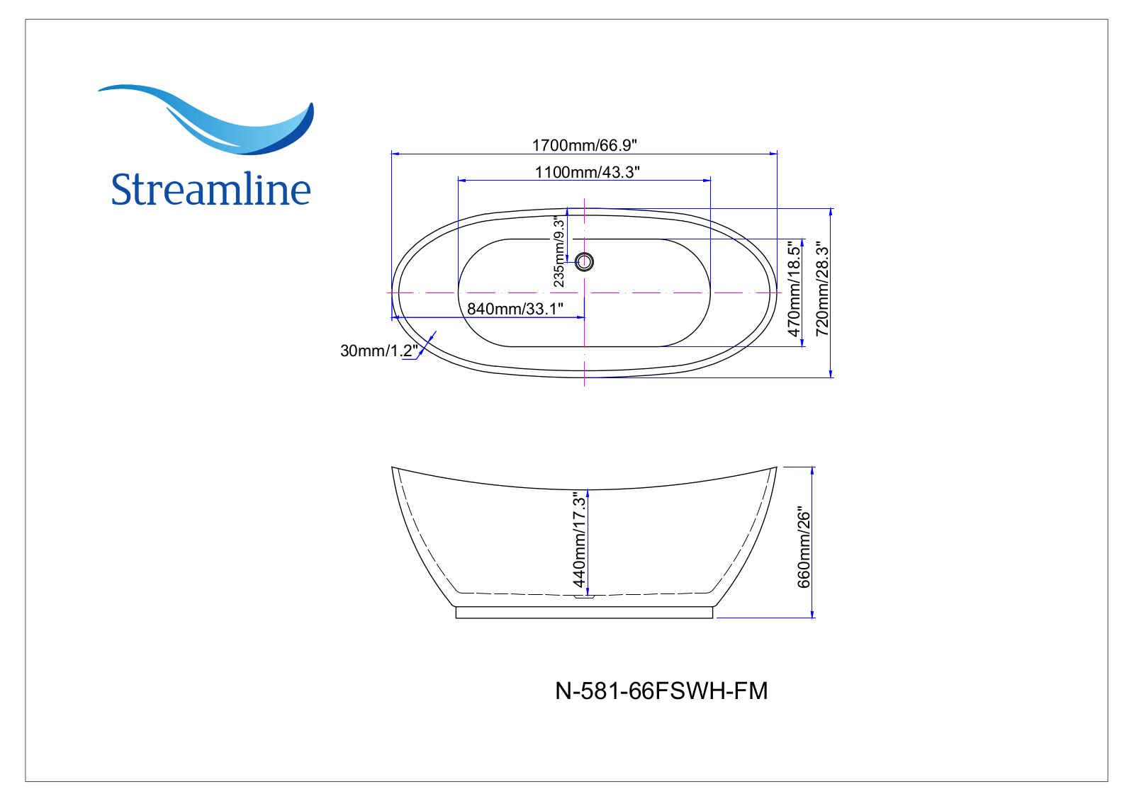 Streamline N58166FSWHFM Specifications