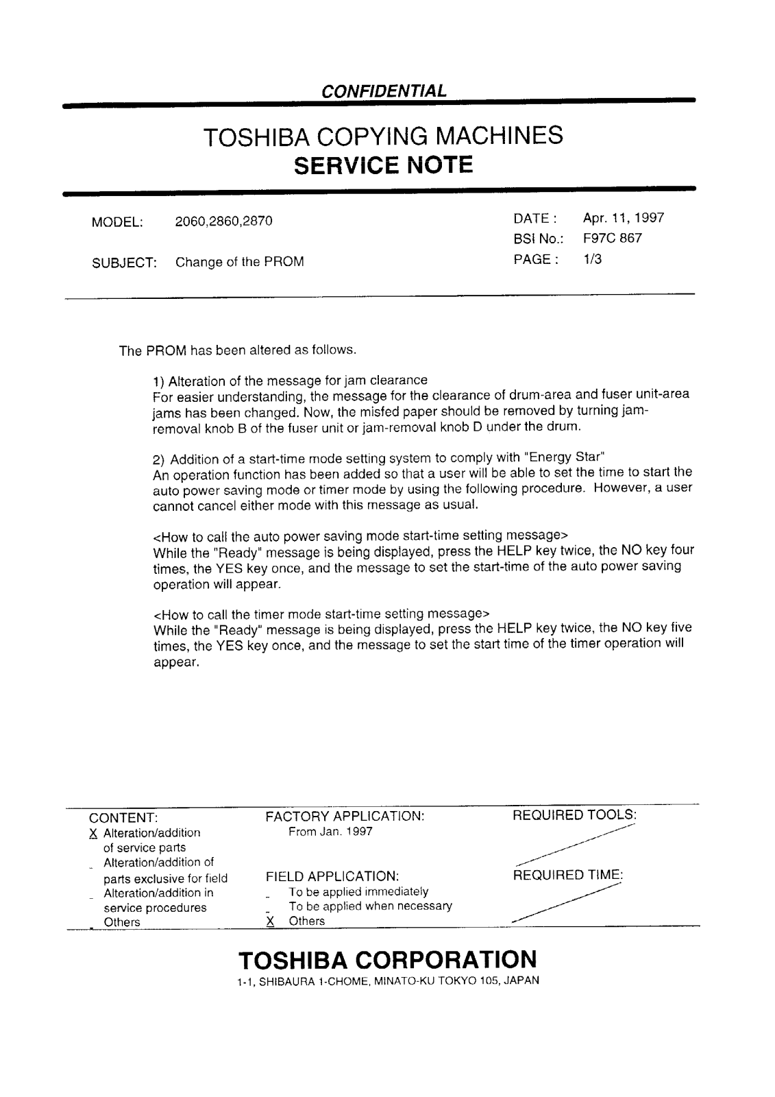 Toshiba f97c867 Service Note