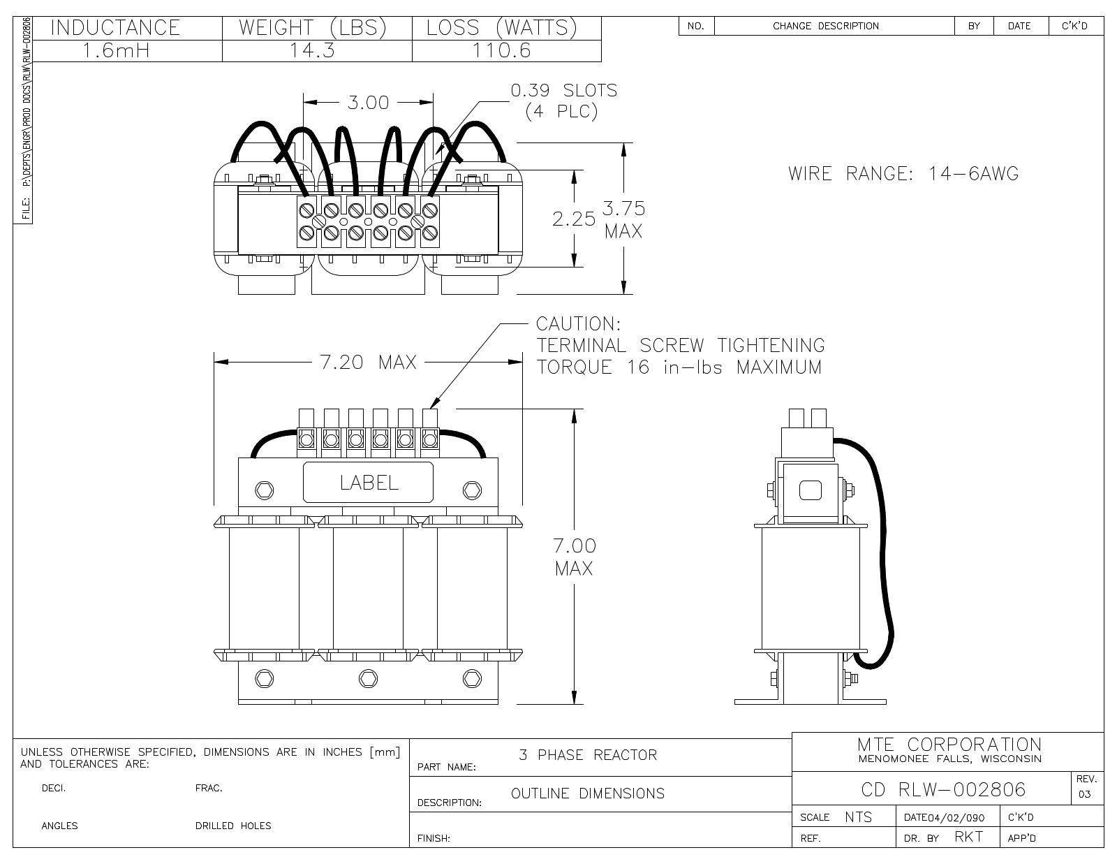 MTE RLW-002806 CAD Drawings