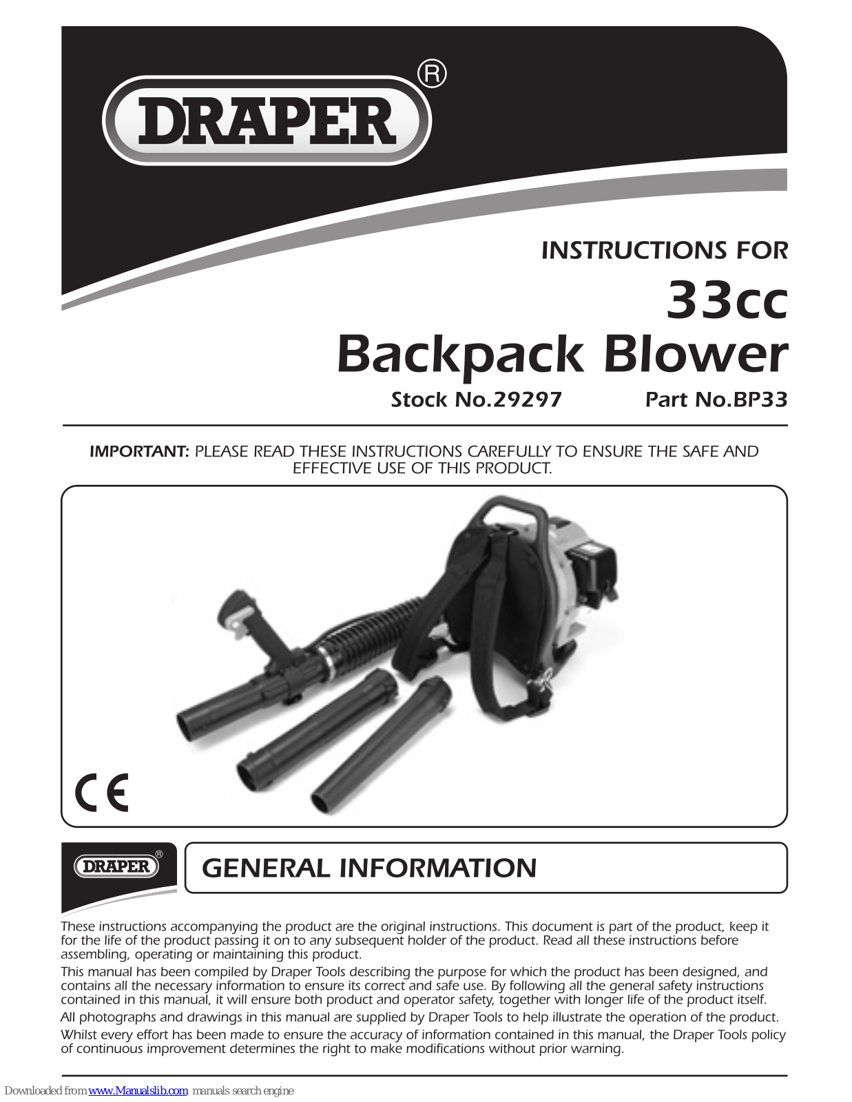 Draper BP33 Instructions Manual - ManualMachine.com