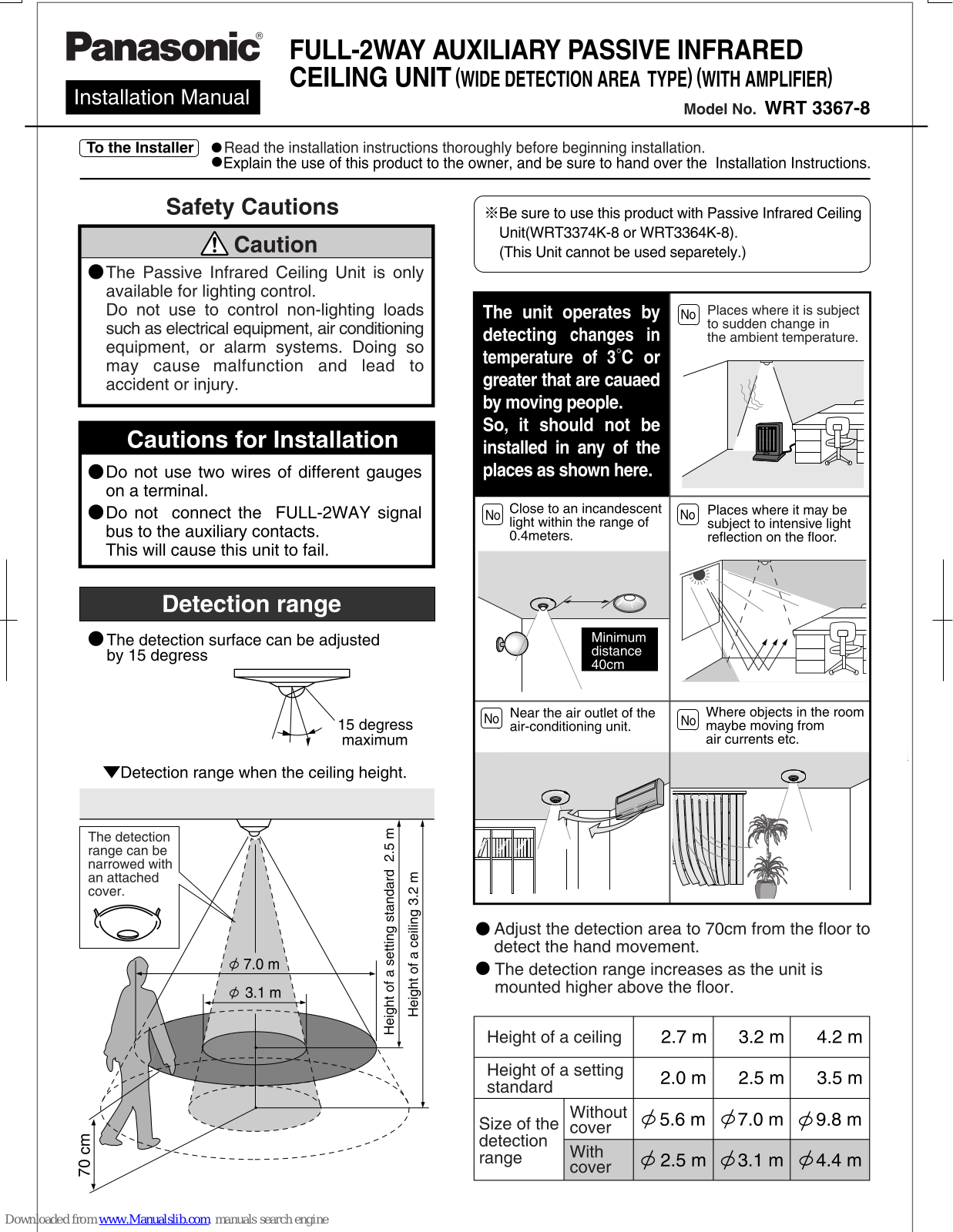 Panasonic WRT 3367-8 Installation Manual