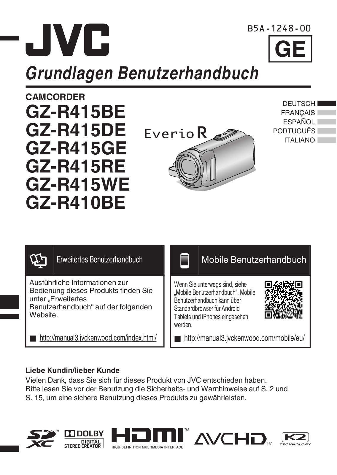 JVC GZ-R410BE Instruction Manual