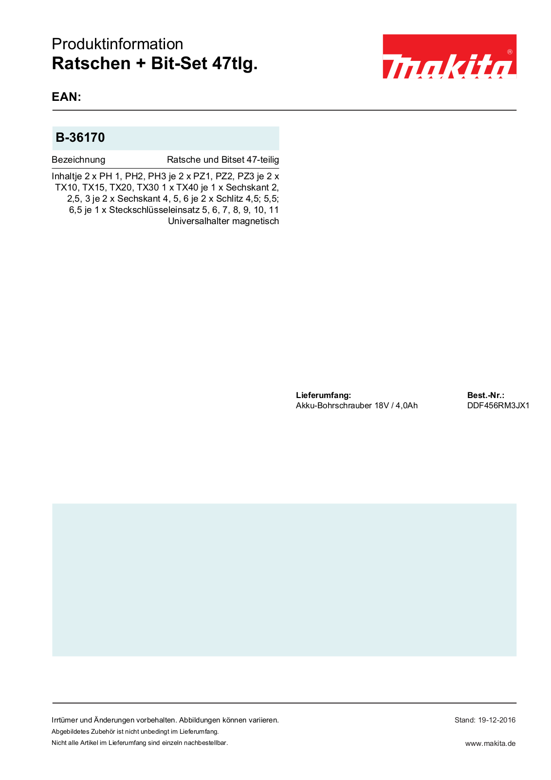 Makita B-36170 Service Manual