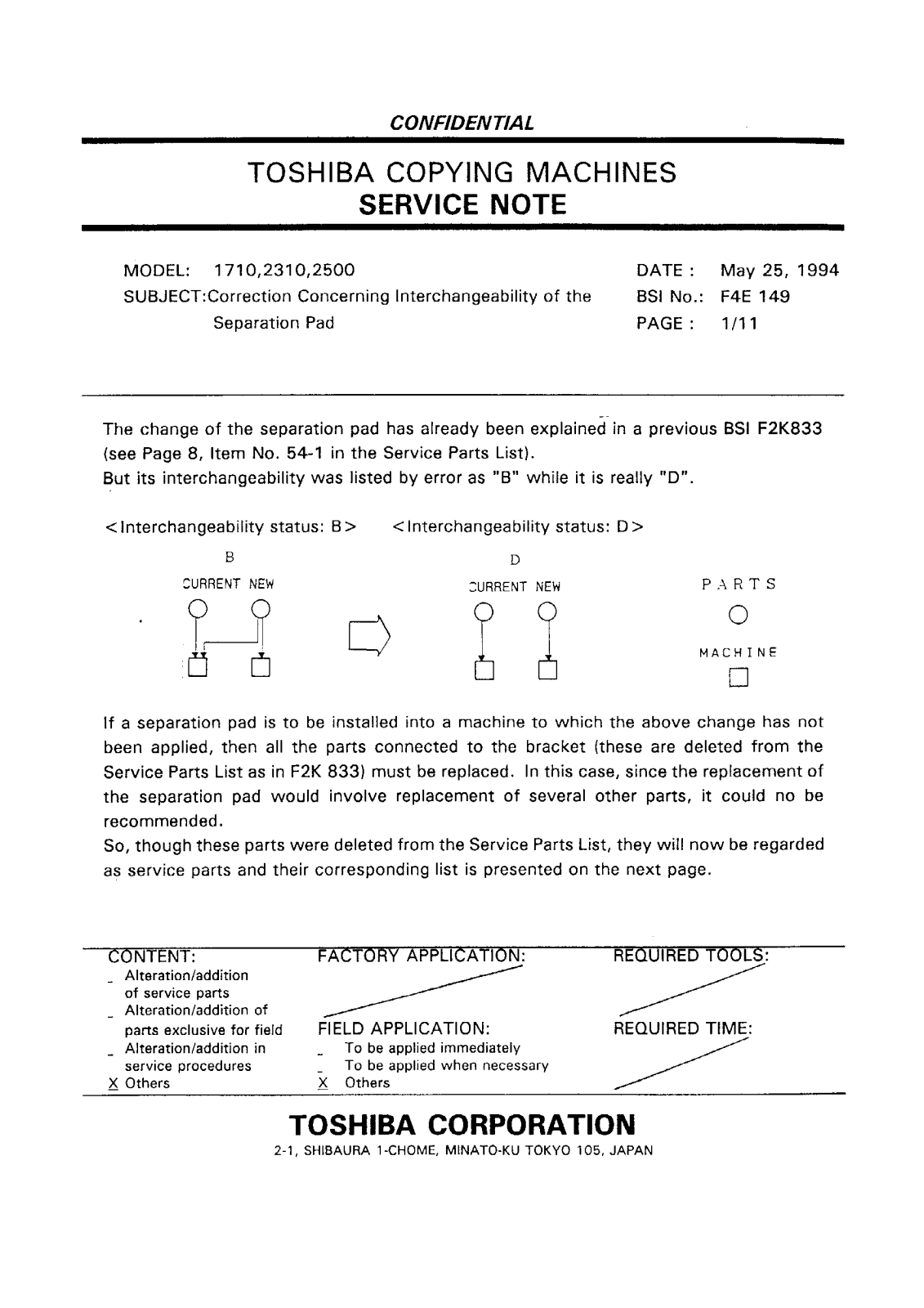 Toshiba f4e149 Service Note