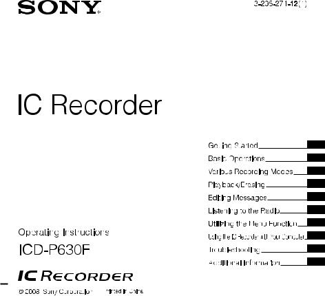 Sony ICD-P630F User Manual