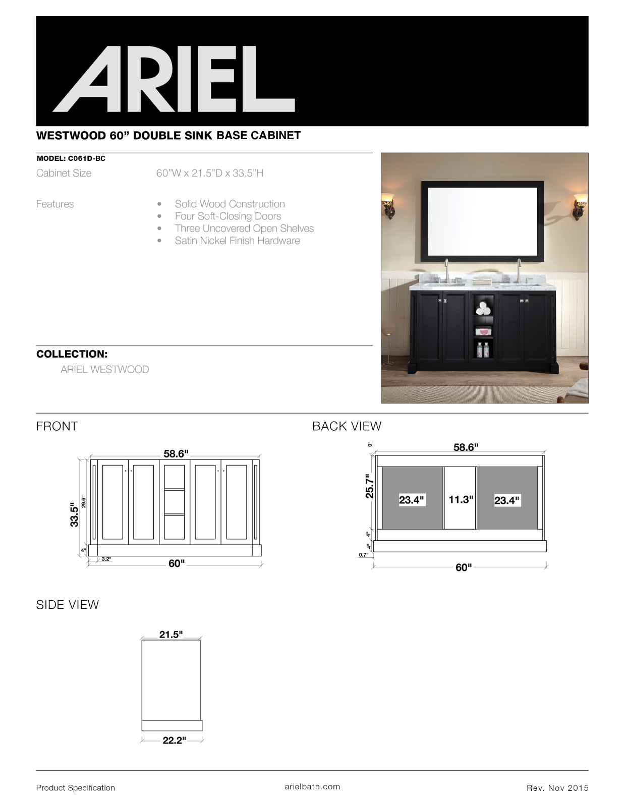 Ariel Bath ZZB10053 Specifications - ManualMachine.com