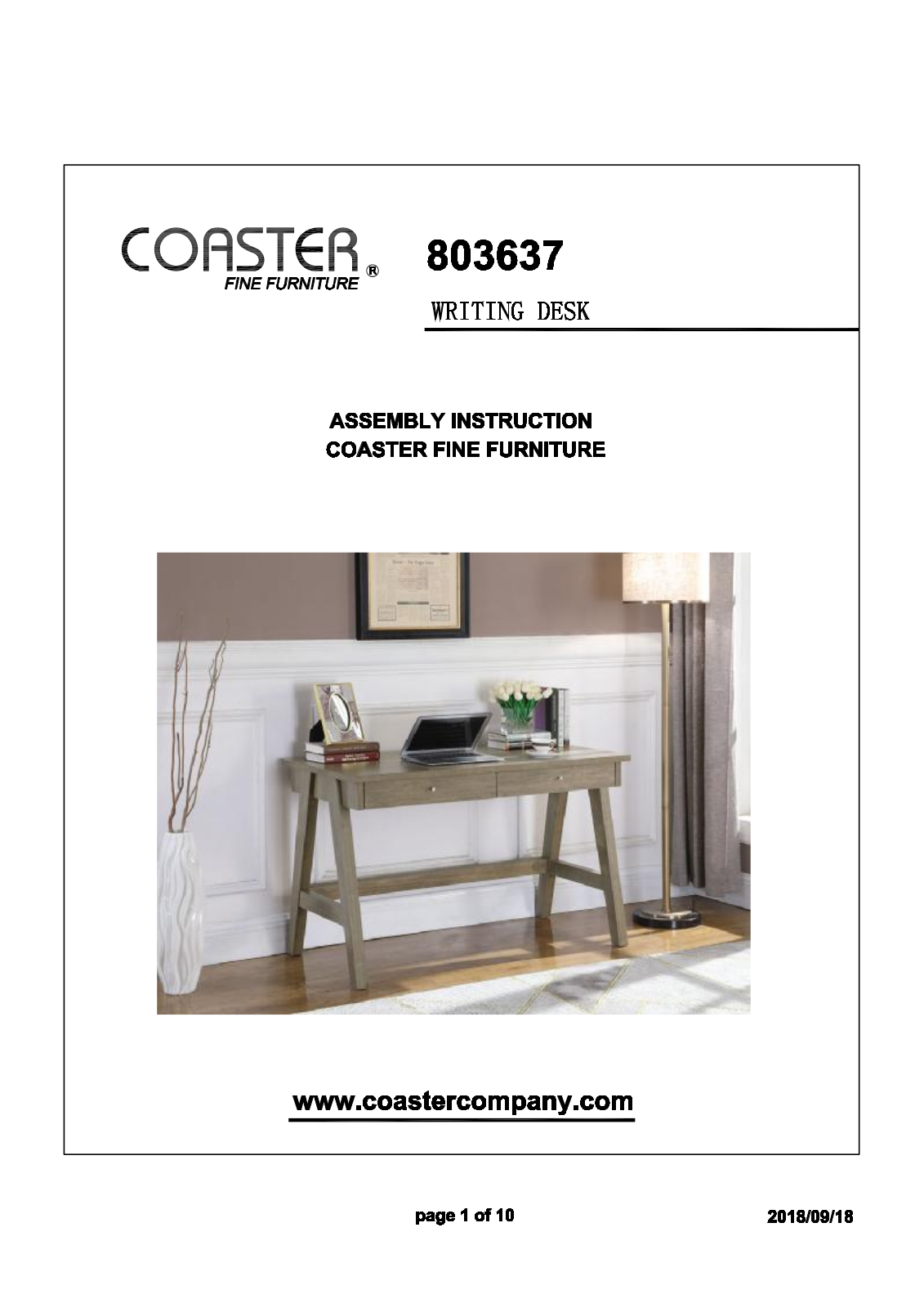 Coaster 803637 Assembly Guide