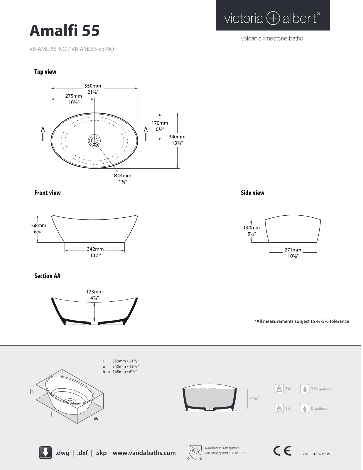 Rohl VBAML55MSMNO Specifications