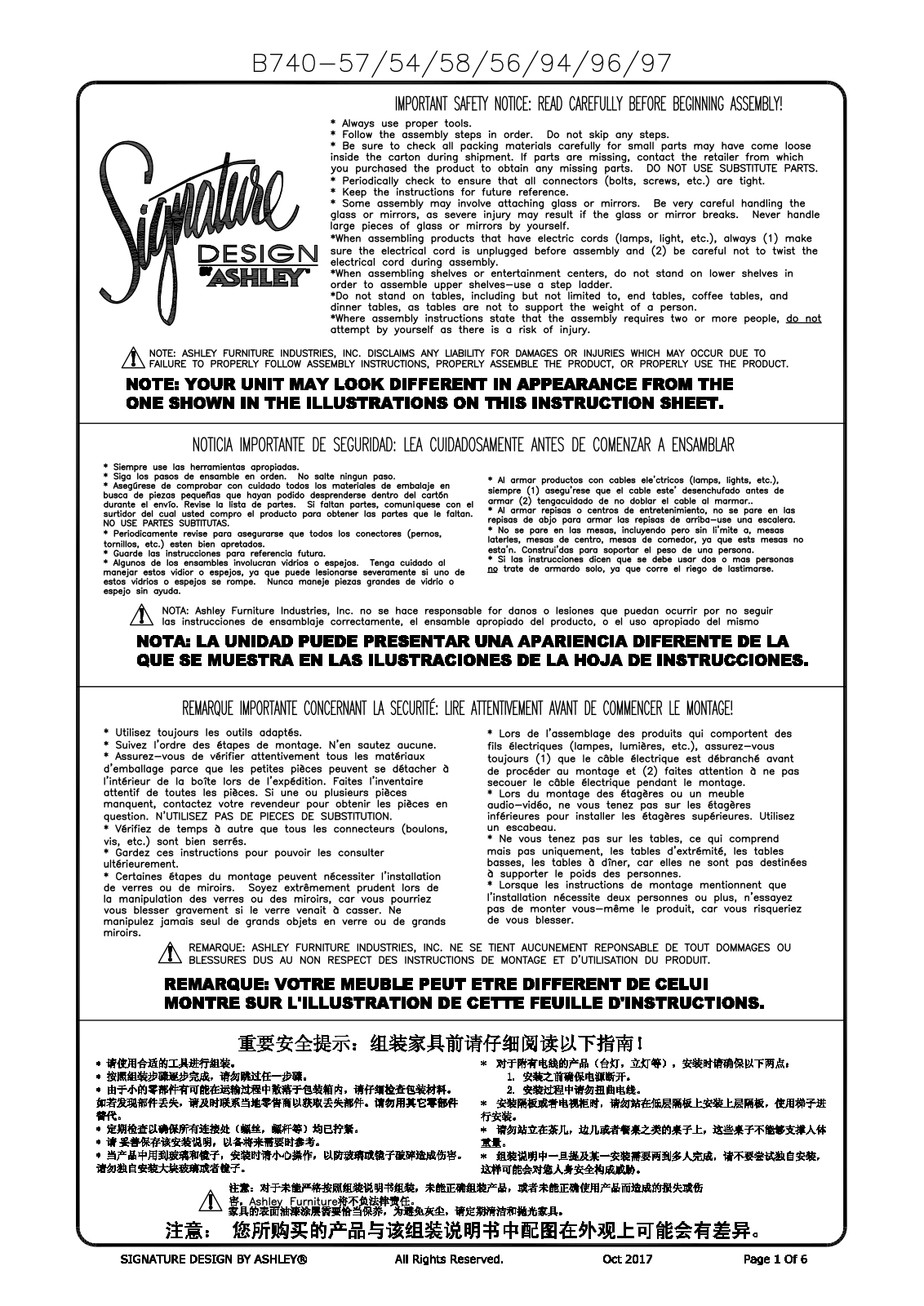 Ashley B740585697 Assembly Guide - ManualMachine.com