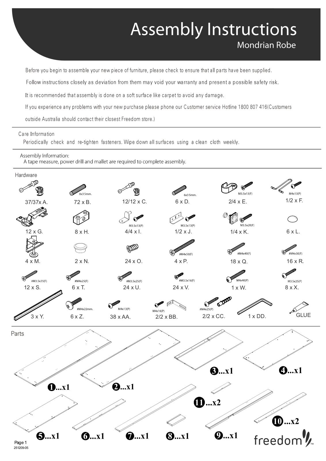 Freedom Mondrian Robe Assembly Instruction