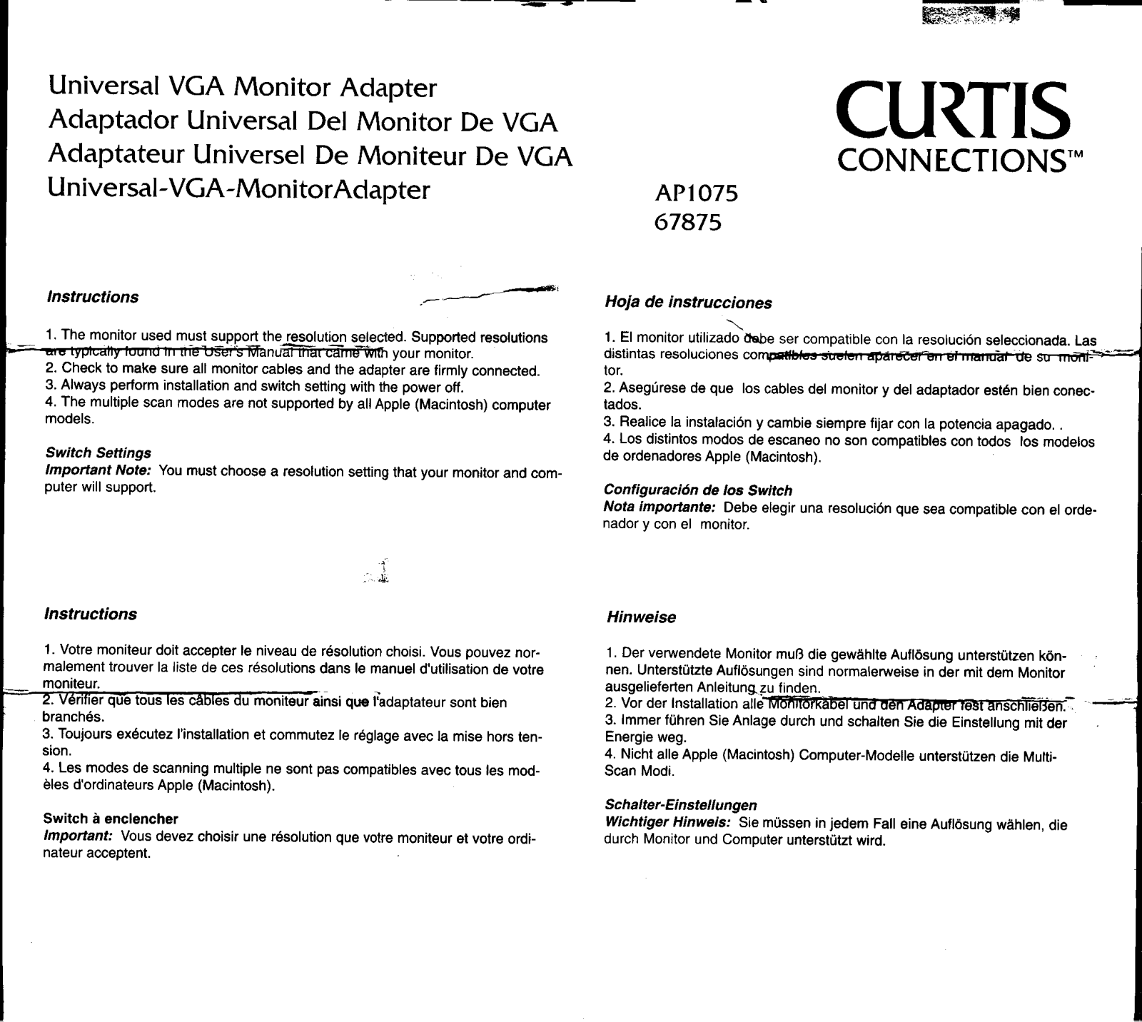 Curtis Computer AP1075 User Manual - ManualMachine.com