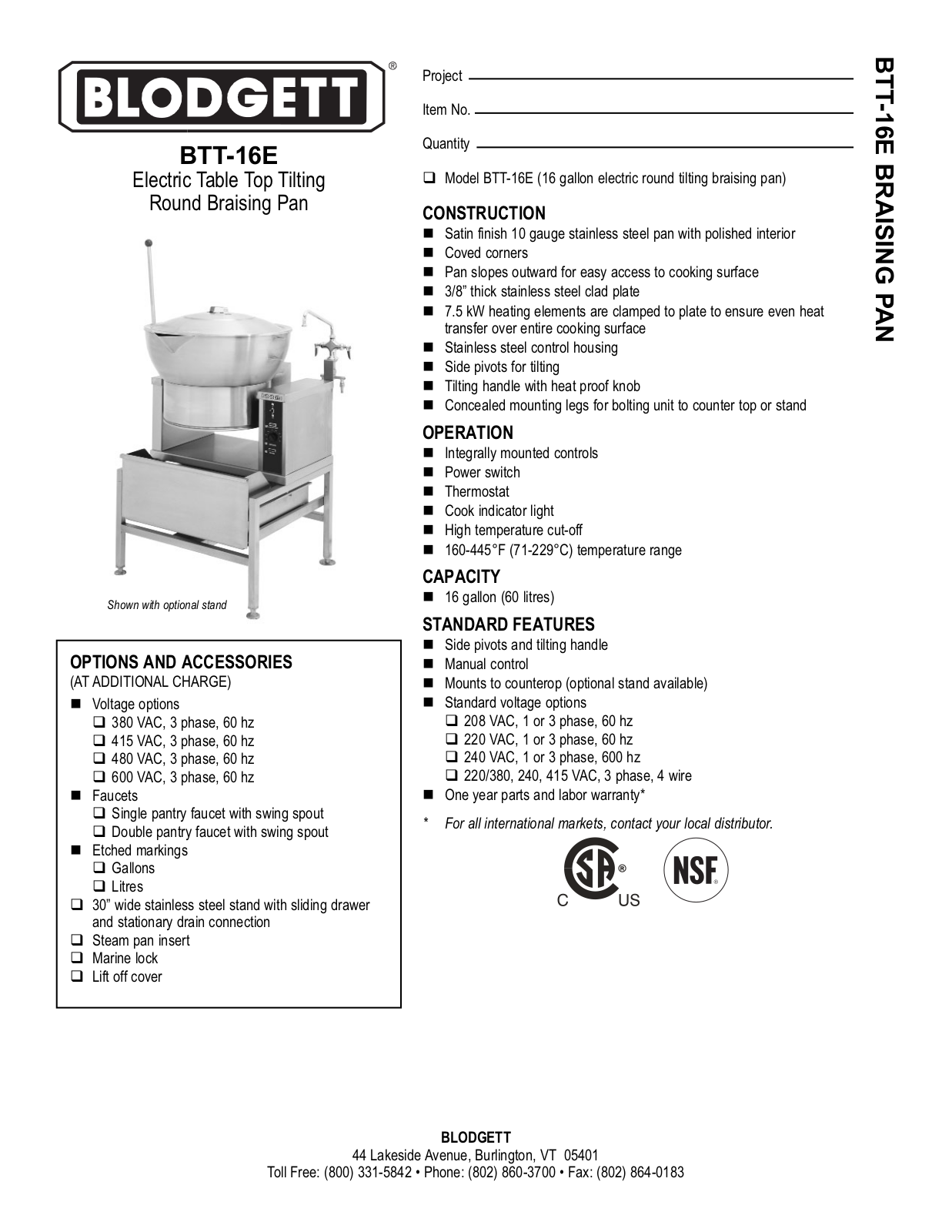 Blodgett BTT-16E User Manual