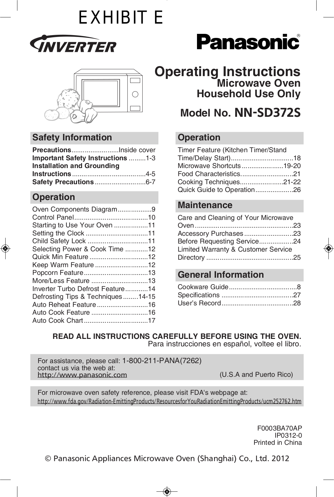 Panasonic APBA71 Users Manual