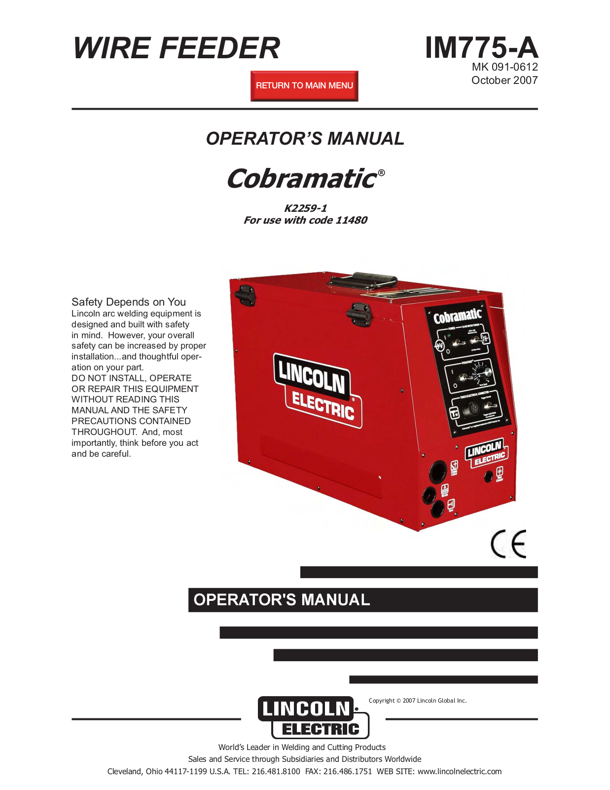 Lincoln Electric IM775 User Manual