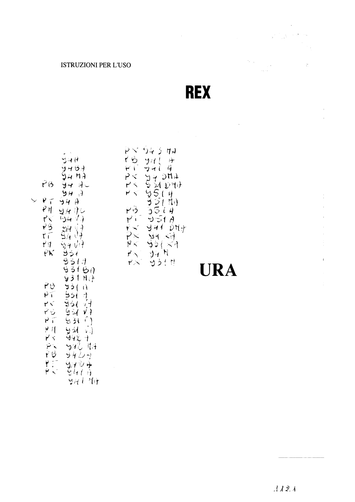 Rex PTL931A, PTL94V, PXL931A, PBL931A, PXL94BA Manual