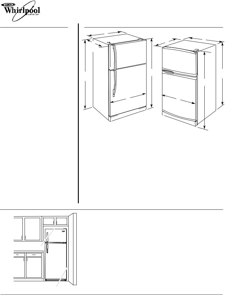 Whirlpool ET4WSKYS, ET4WSKXS, ET4WVLXV, ET5WSEXS, ET5WSEXV Dimension Guide