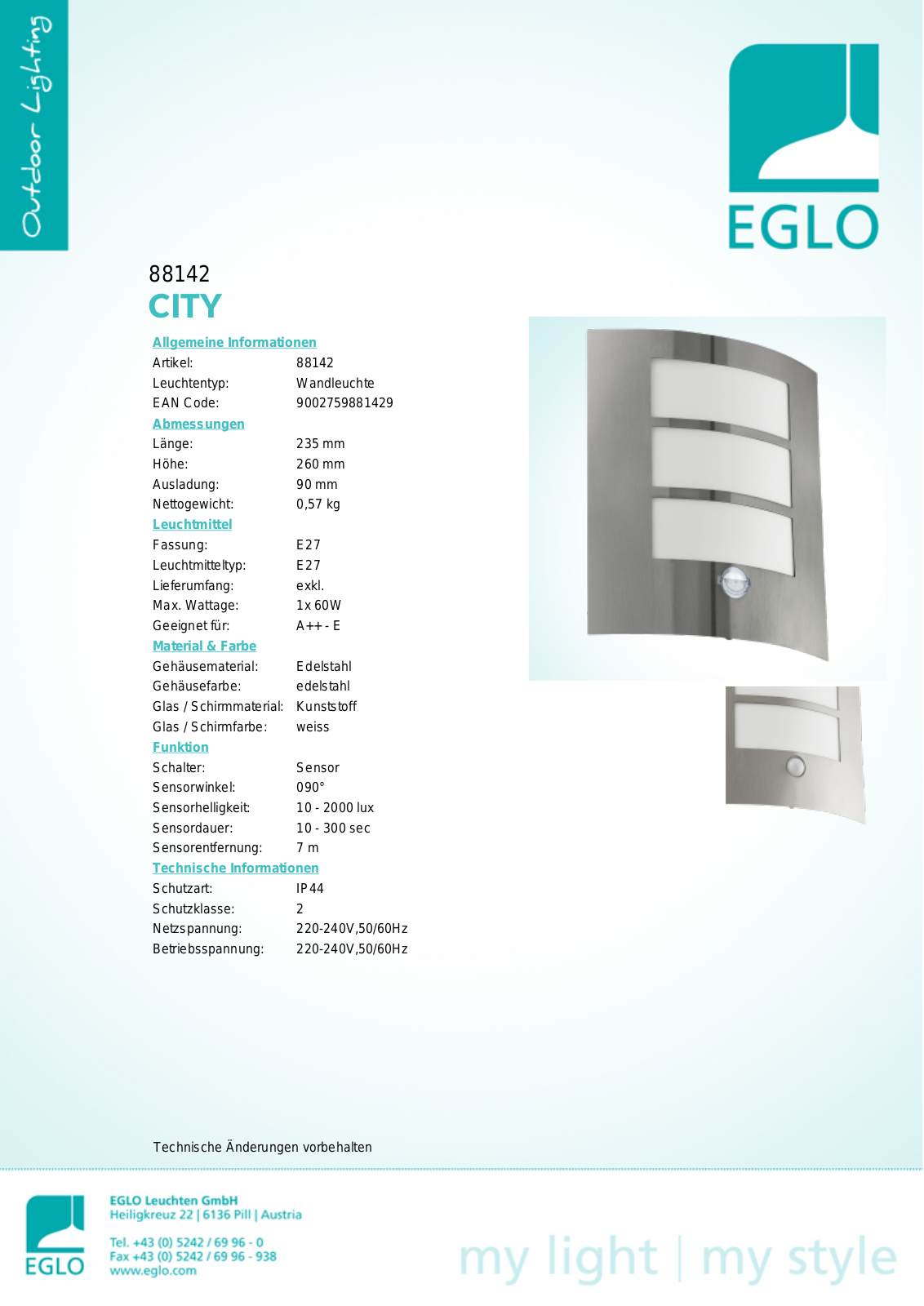 Eglo 88142 Service Manual