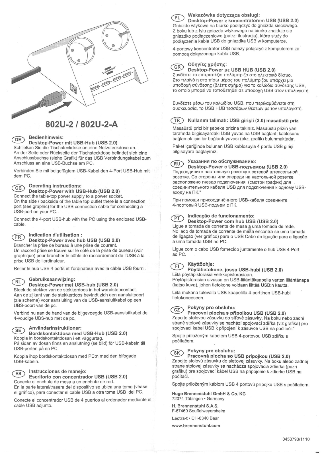 Brennenstuhl 808U-2, 808U-2-A Operating Instructions