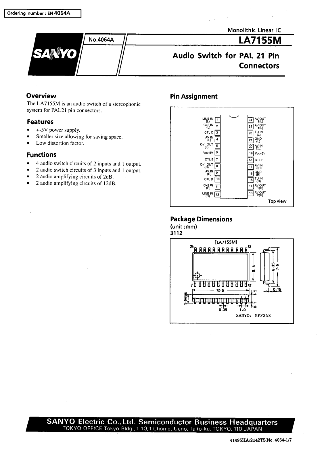 SANYO LA7155M Datasheet