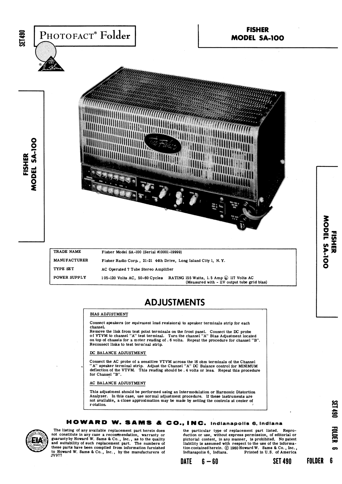 Fisher SA-100 Service Manual