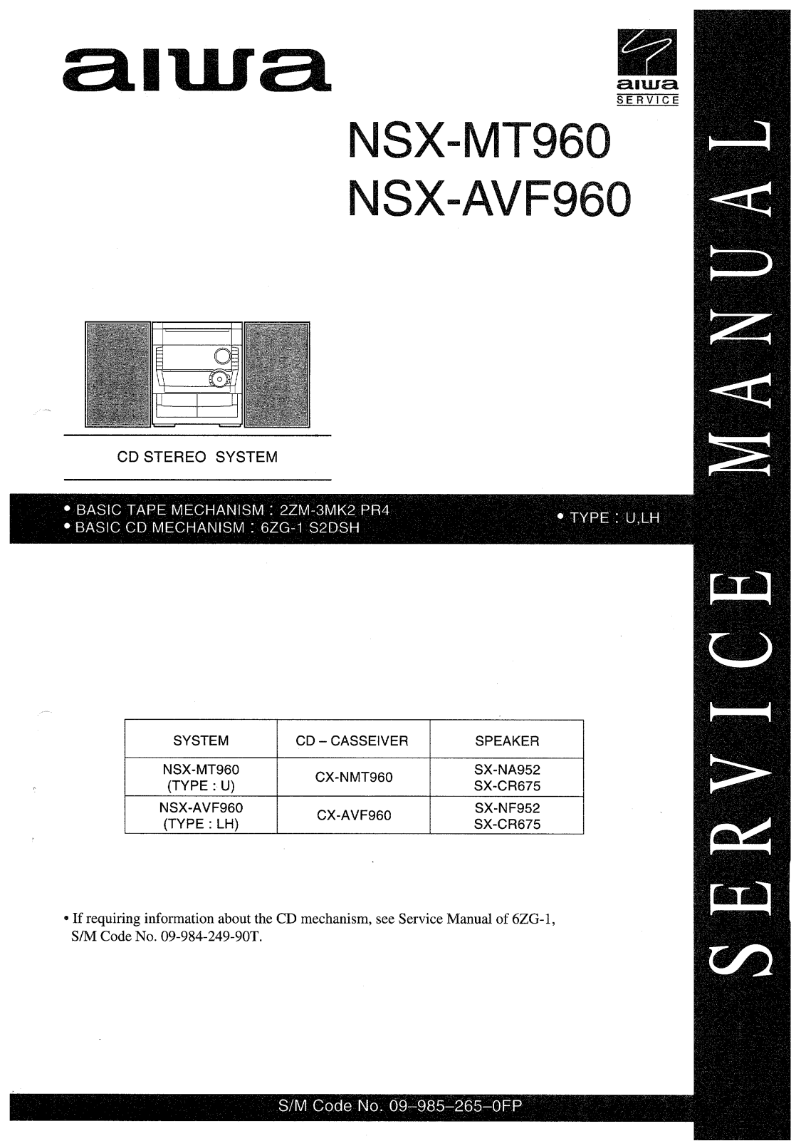 Aiwa NSX-MT960 Service Manual