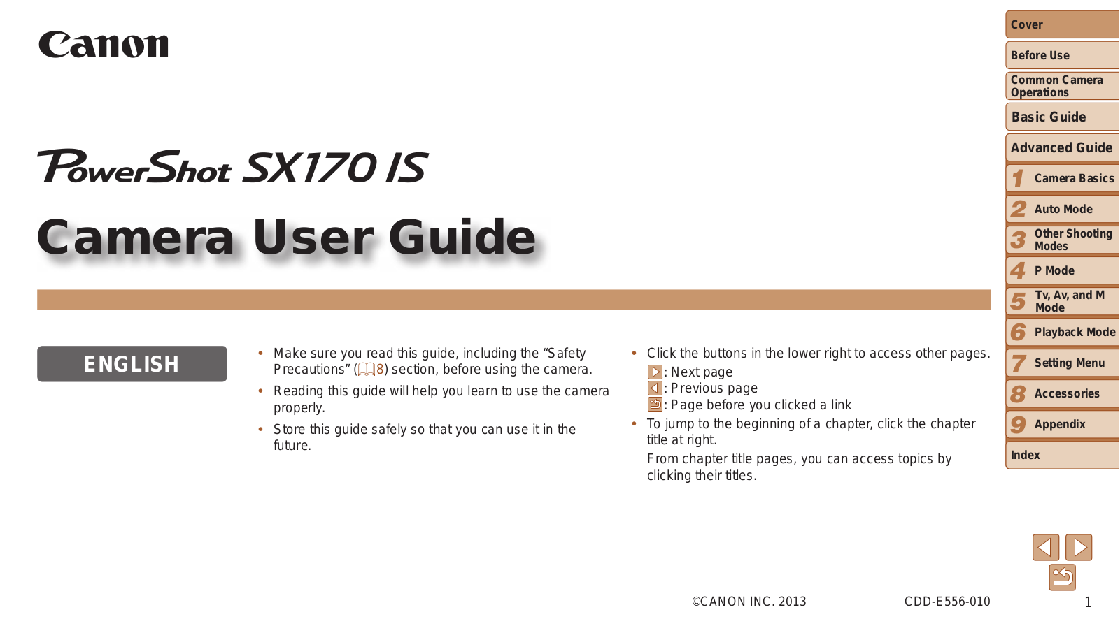 Canon SX170 User Manual