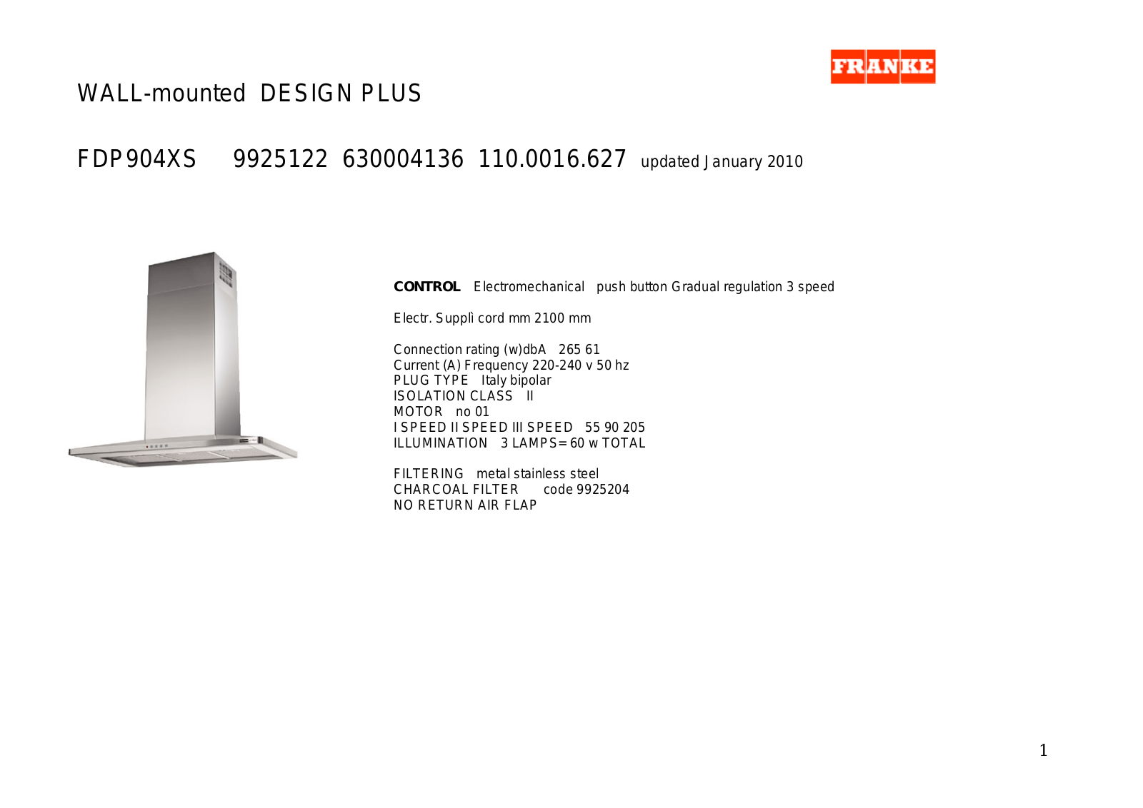 Franke Foodservice FDP904XS User Manual