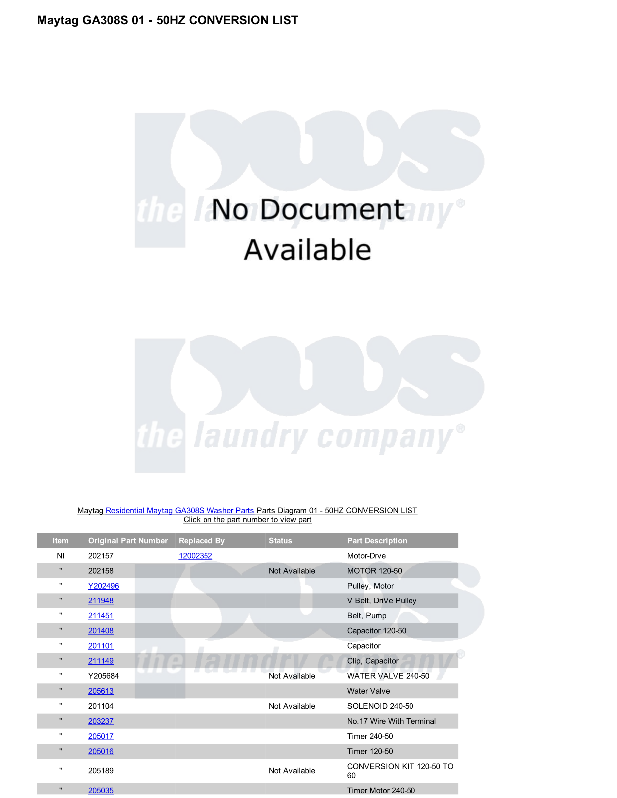 Maytag GA308S Parts Diagram