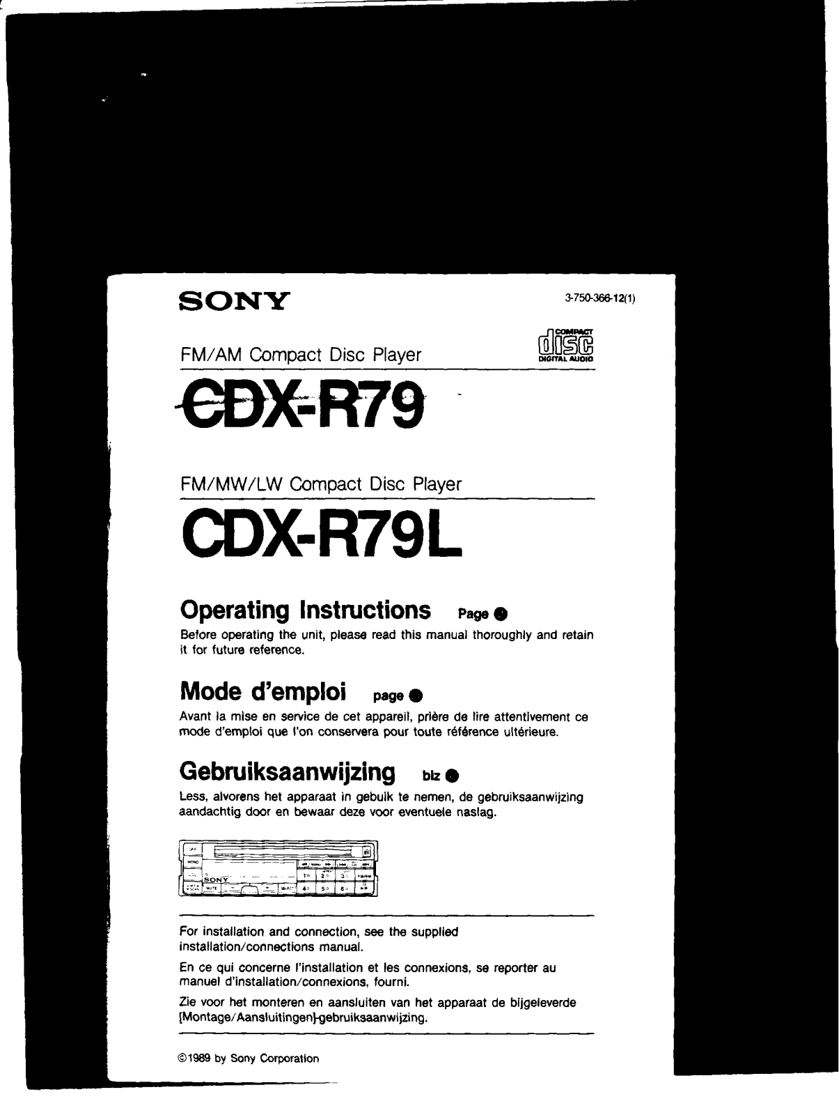 Sony CD-XR79 User Manual