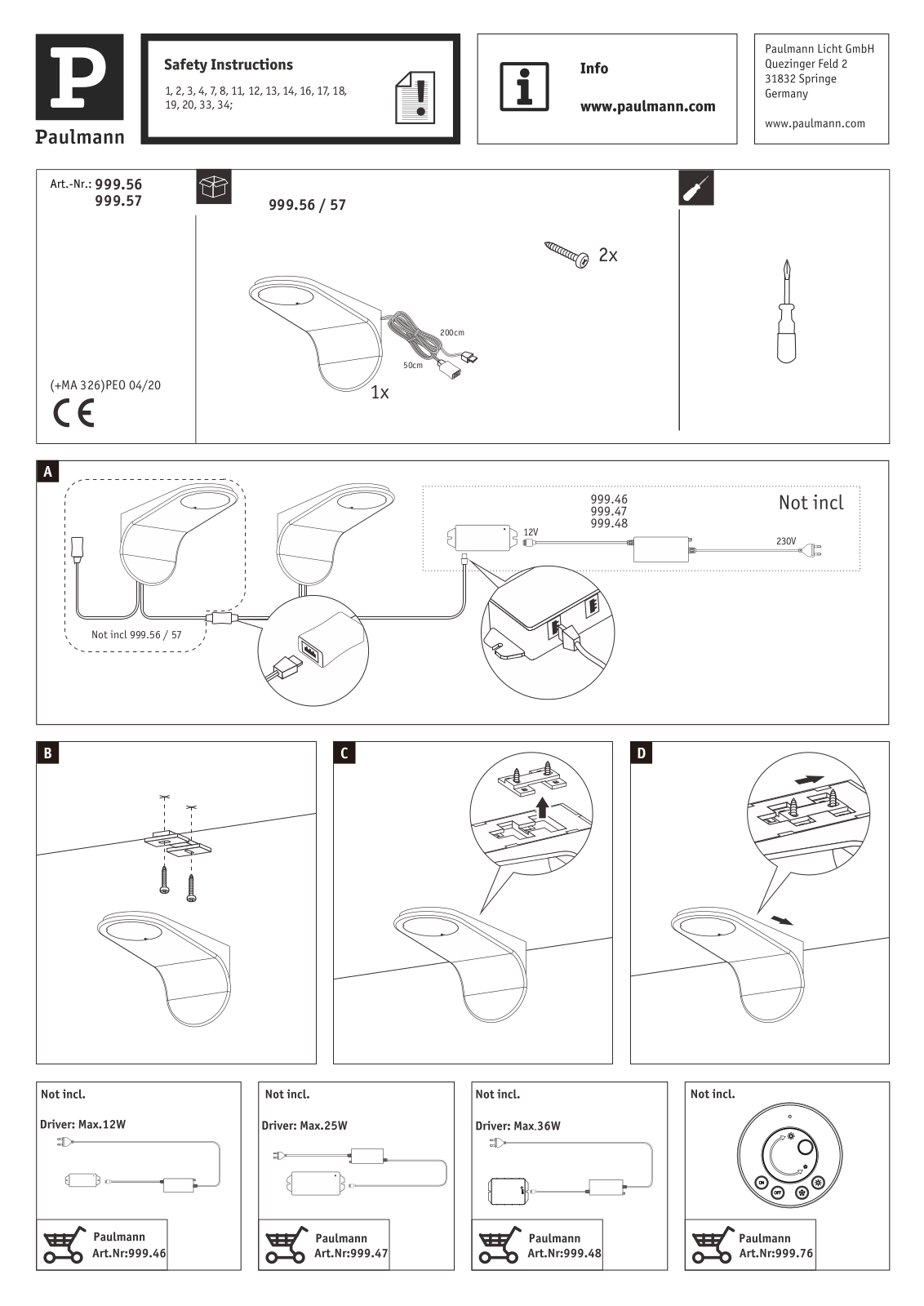Paulmann 99957 Installation manual - ManualMachine.com