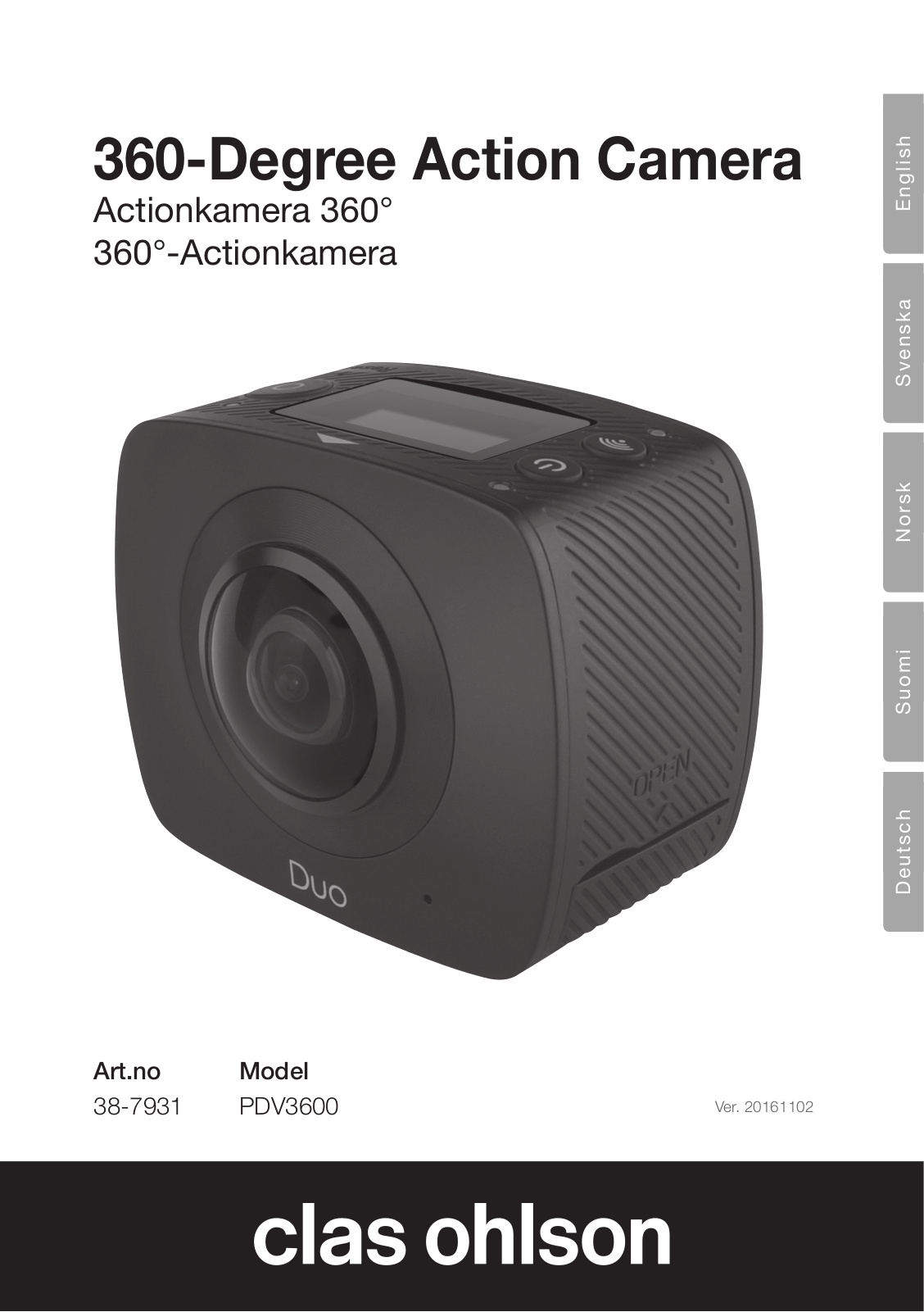 Clas Ohlson 38-7931, PDV3600 Instruction Manual