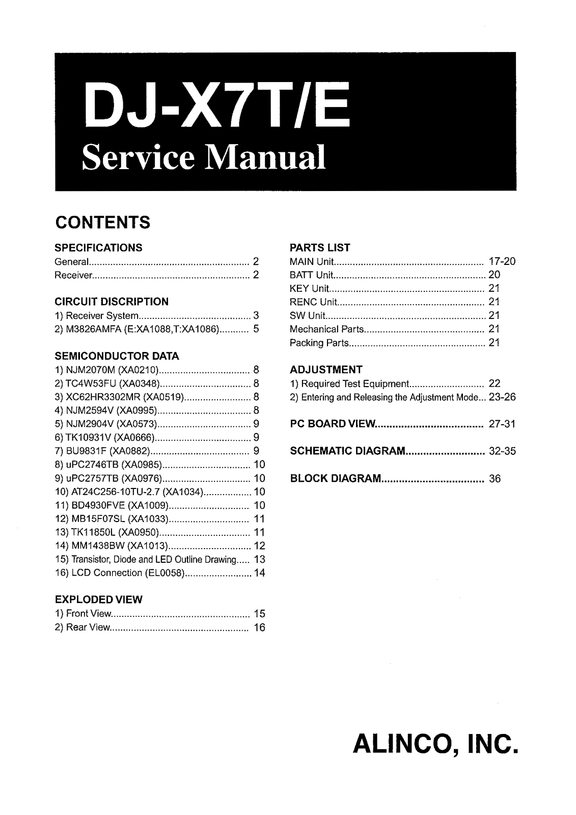 Alinco djx7 Service Manual