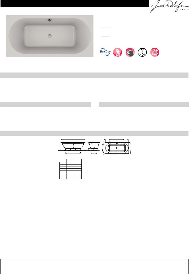 Jacob Delafon ODEON RIVE GAUCHE E6D153-00 Datasheet