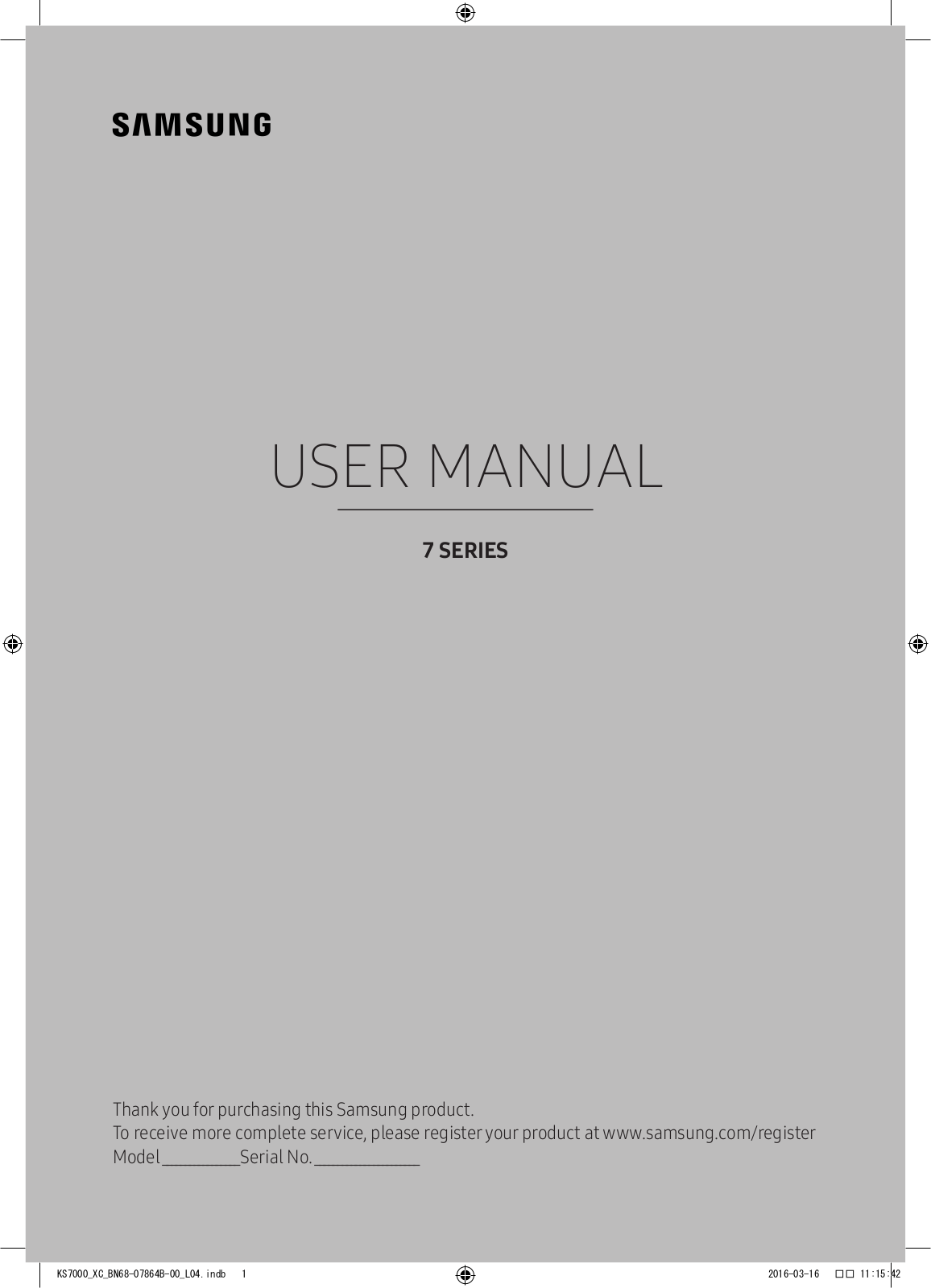 Samsung 7 SERIES, UA55KS9500, UA65KS9500, 9 SERIES, UA55K6000AK User Manual