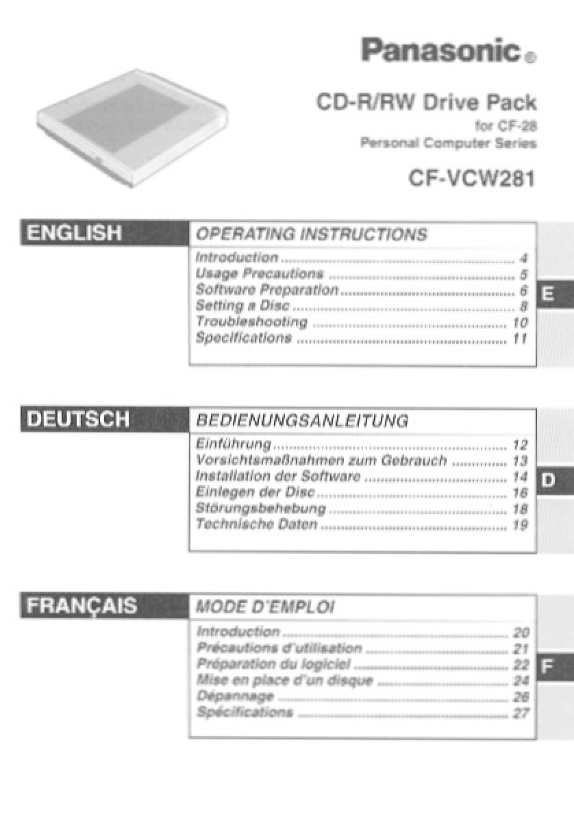 Panasonic cf-vcw281 Operation Manual