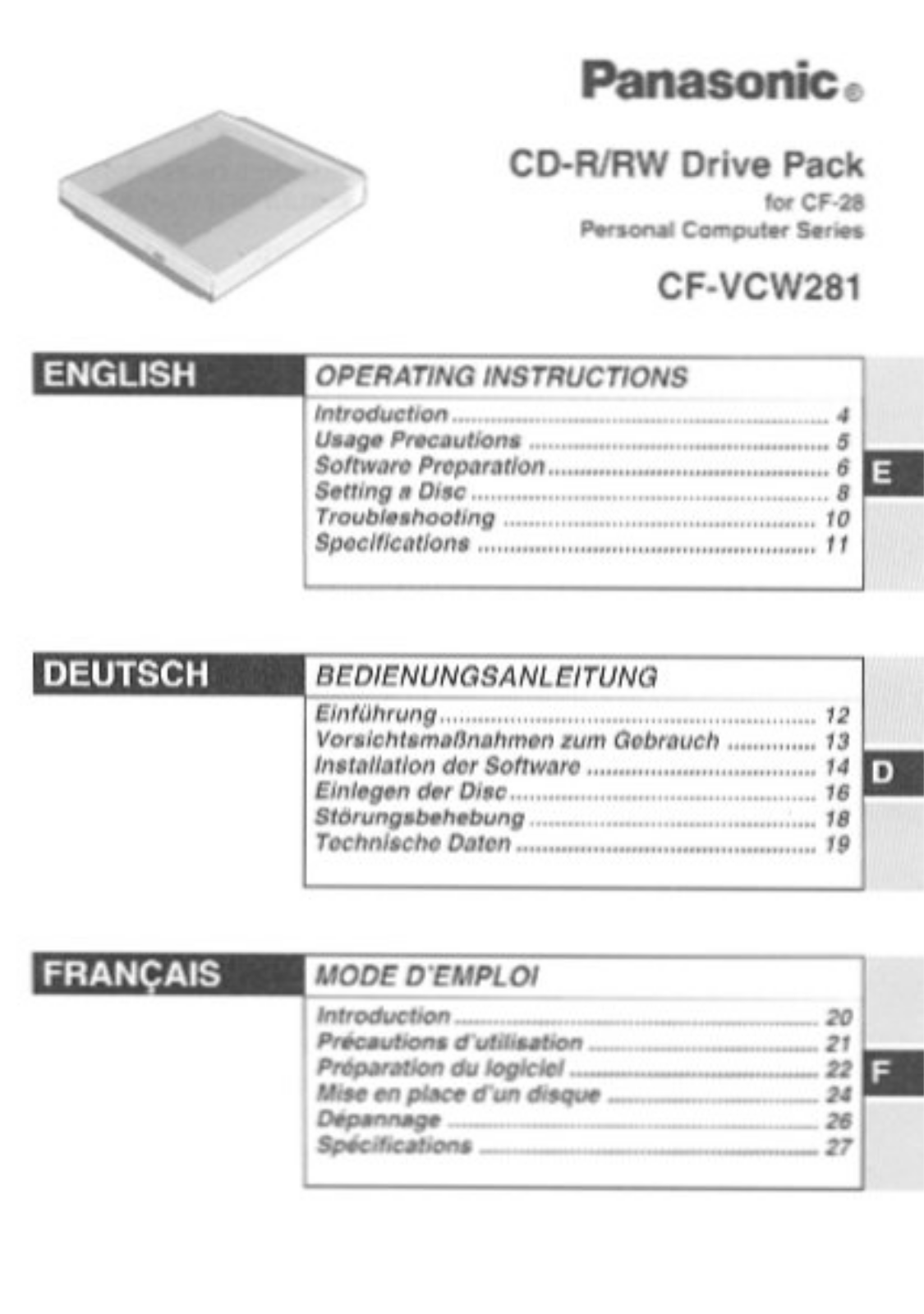 Panasonic cf-vcw281 Operation Manual