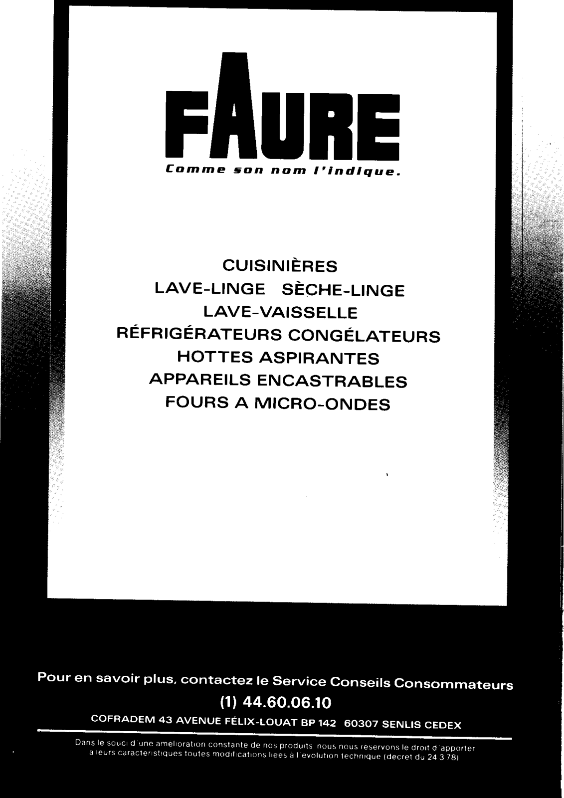 Faure CCG400W User Manual