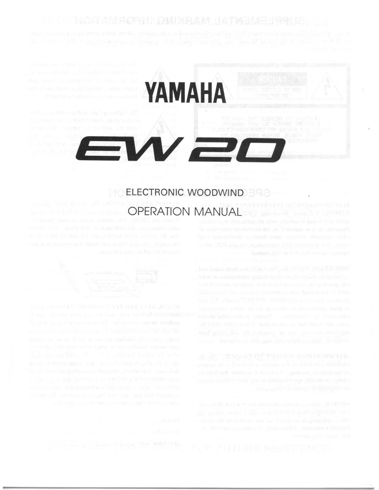 Yamaha EW20 User Manual
