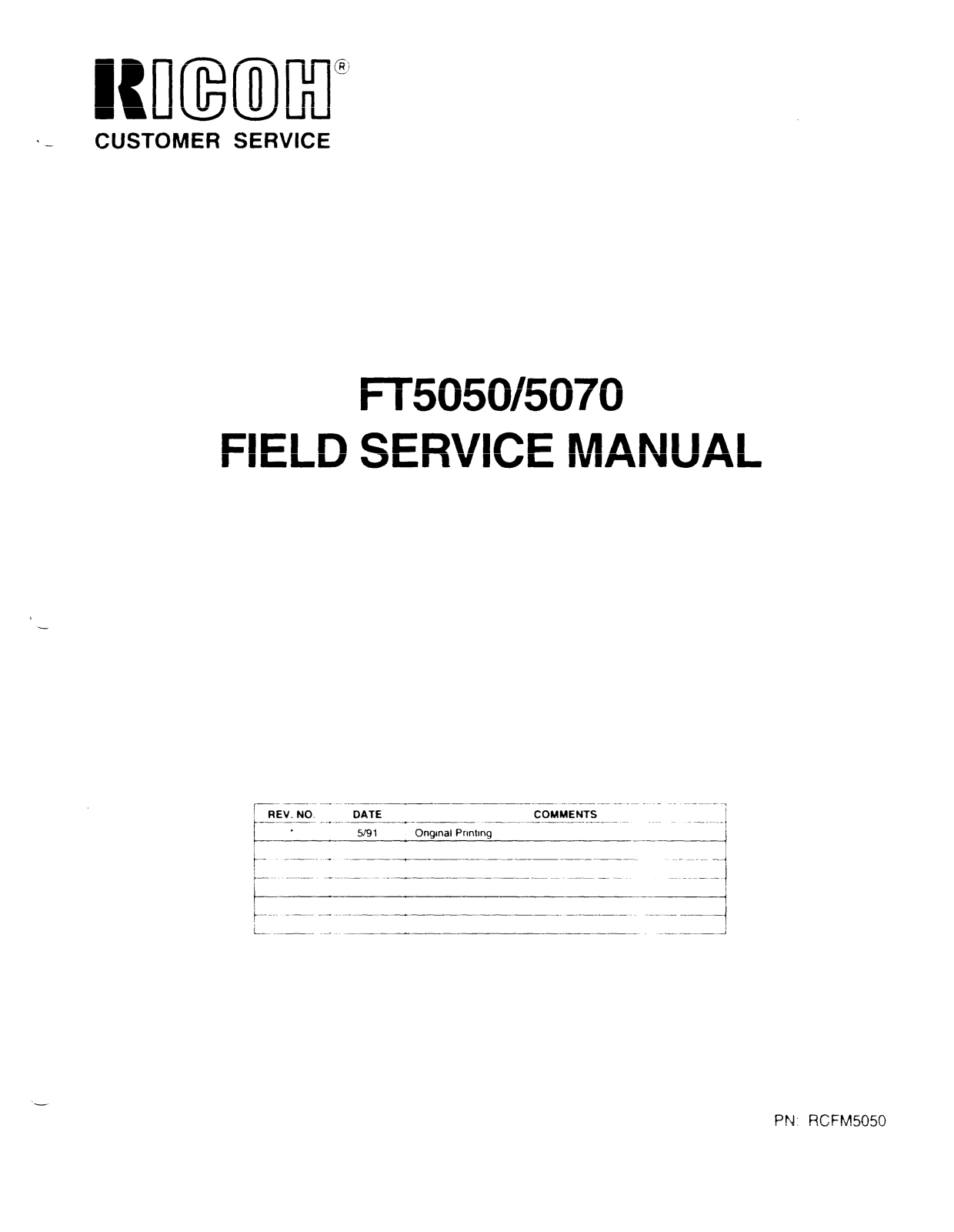 Ricoh FT 5550, FT 5070 Service Manual