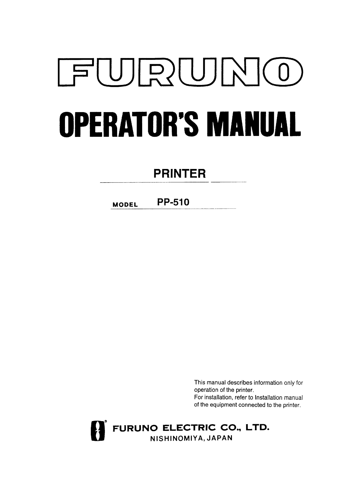 Furuno PP-510 OPERATORS MANUAL