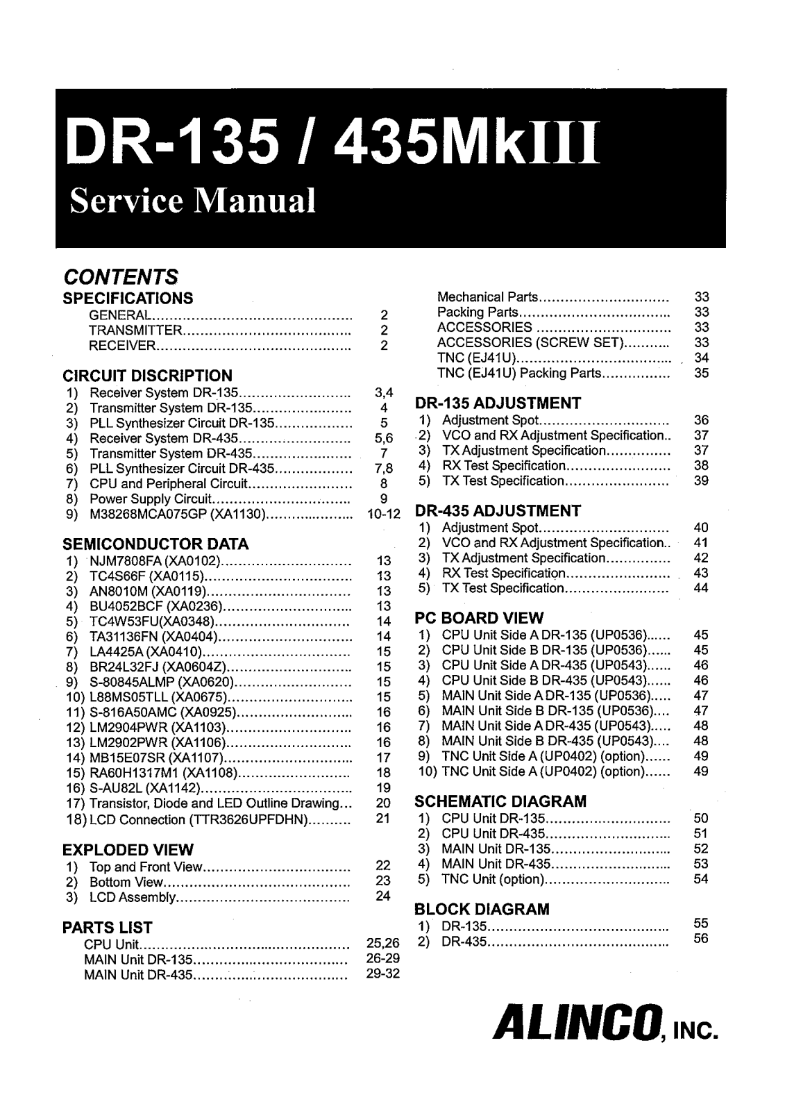 Alinco dr135, dr435MK3 Service Manual