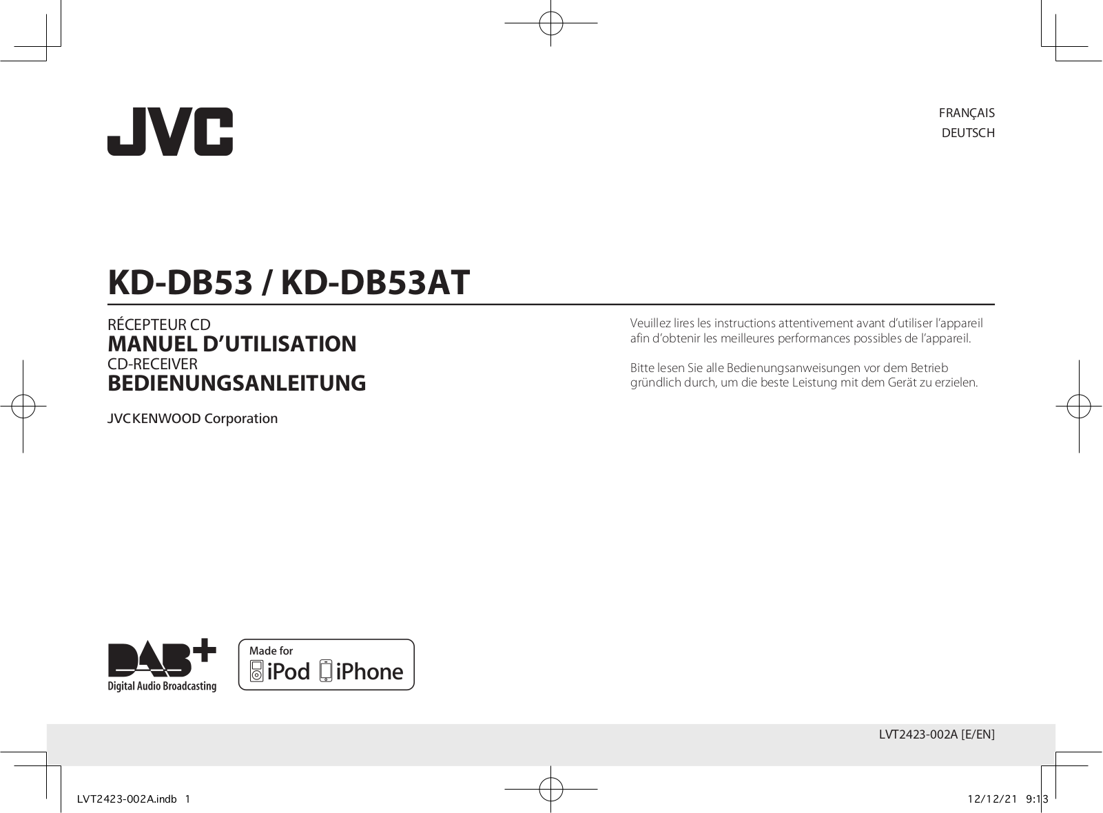 JVC KD-DB53ATE User Manual