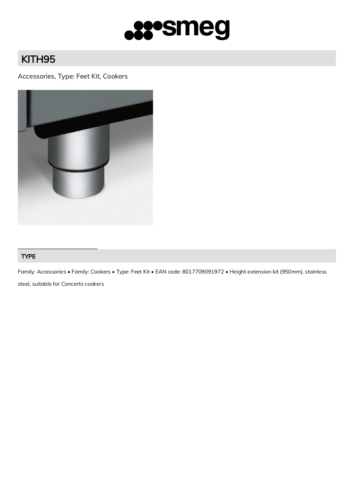 Smeg KITH95 Technical sheet