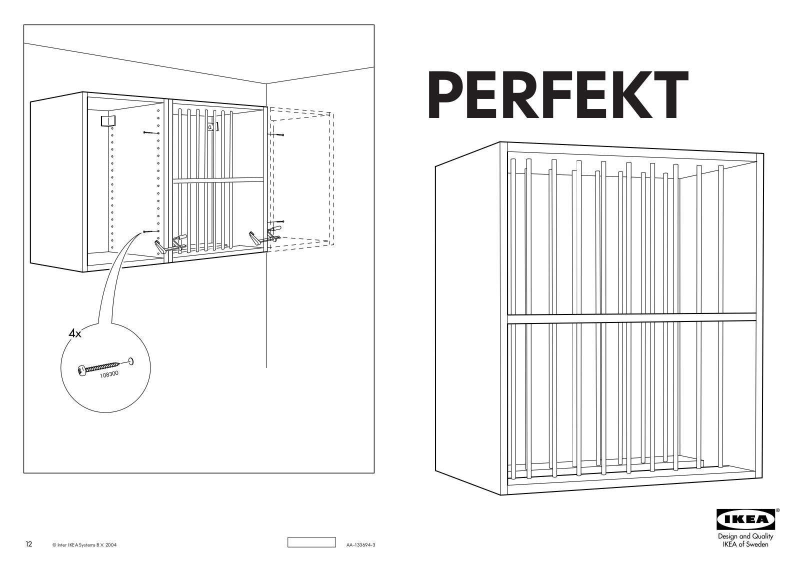 IKEA PERFEKT PLATE SHELF, PERFEKT LILJE PLATE SHLF Assembly Instruction