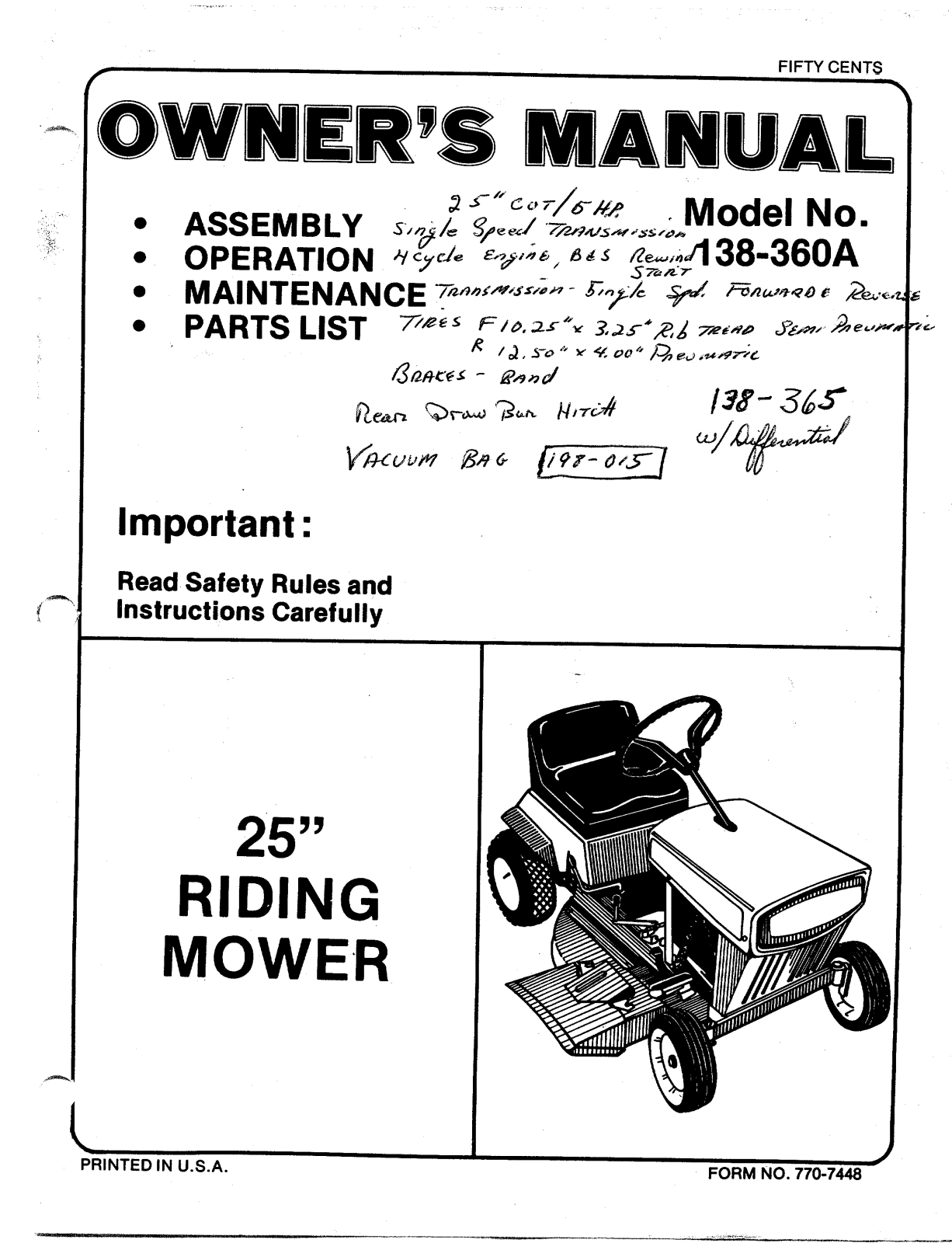 MTD 138-360A User Manual